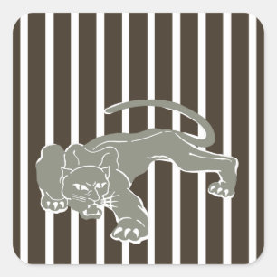 Pegatina Cuadrada Cola Safari Stripe con Leopard