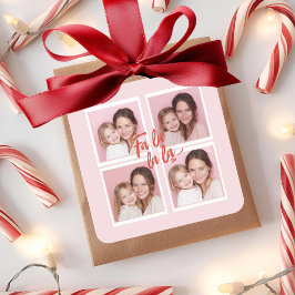 Pegatina Cuadrada Colaje de fotos de Navidad Fa La La rosa