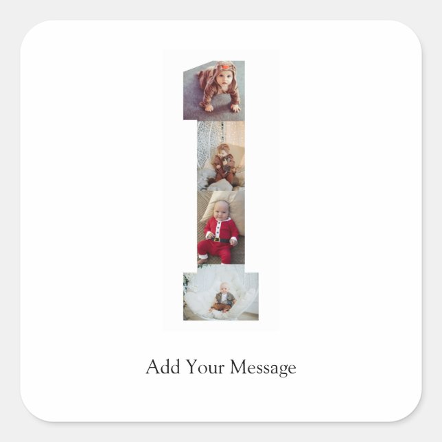 Pegatina Cuadrada Colaje de fotos en blanco y negro número 1 (Anverso)