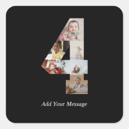 Pegatina Cuadrada Colaje de fotos en blanco y negro número 4
