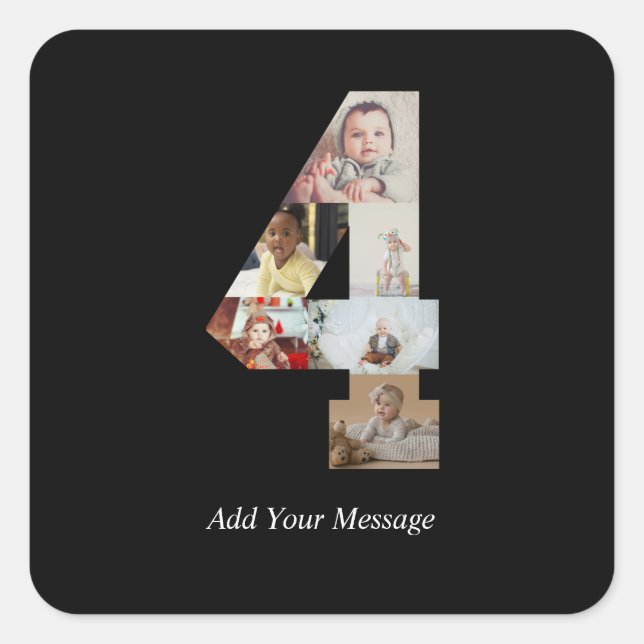 Pegatina Cuadrada Colaje de fotos en blanco y negro número 4 (Anverso)