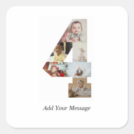 Pegatina Cuadrada Colaje de fotos en blanco y negro número 4