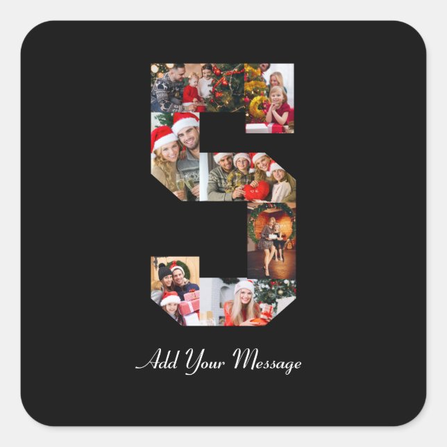 Pegatina Cuadrada Colaje de fotos en blanco y negro número 5 (Anverso)