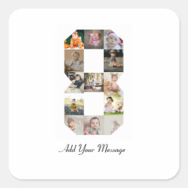 Pegatina Cuadrada Colaje de fotos en blanco y negro número 8