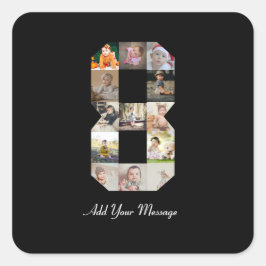 Pegatina Cuadrada Colaje de fotos en blanco y negro número 8