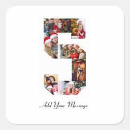 Pegatina Cuadrada Colaje de fotos número 5 en blanco y negro