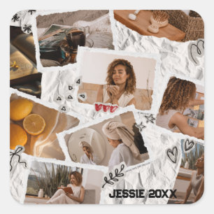 Pegatina Cuadrada Colaje de Fotos Personalizado