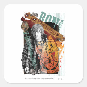 Pegatina Cuadrada Colaje de Ron Weasley 1