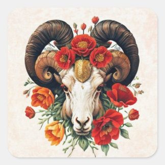 Pegatina Cuadrada Colección Aries Zodiac