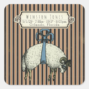 Pegatina Cuadrada Colección bonito Bow Sheep™ - Información de nacim