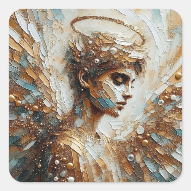 Pegatina Cuadrada Colección de arte Angel - Angel Series (Anverso)