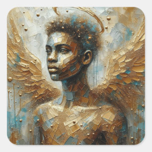 Pegatina Cuadrada Colección de arte Ángel de la Serie Angel