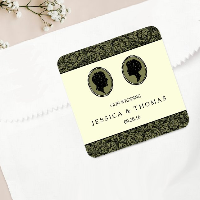 Pegatina Cuadrada Colección de Bodas de Silhouette Art Deco (Subido por el creador)