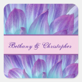 Pegatina Cuadrada Colección de Bodas PURPLE y AQUA DAHLIA 001