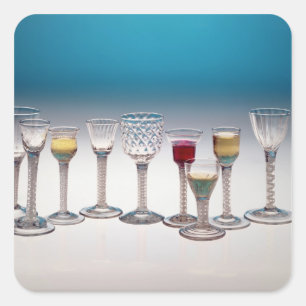 Pegatina Cuadrada Colección de copas de vino, c.1755-60