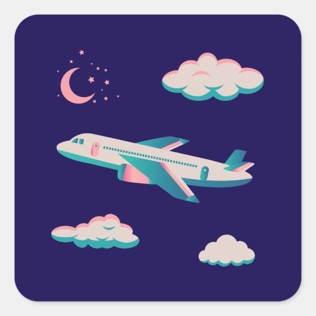Pegatina Cuadrada ¡Colección de Fiestas de aviones! (Anverso)