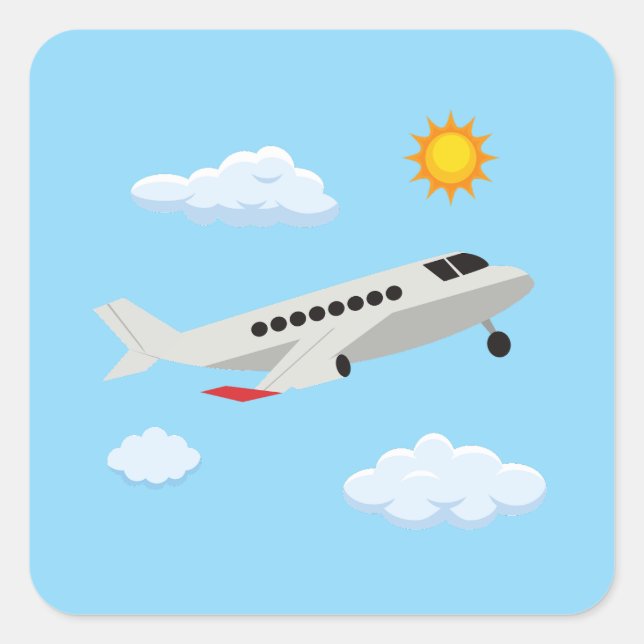 Pegatina Cuadrada ¡Colección de Fiestas de aviones! (Anverso)