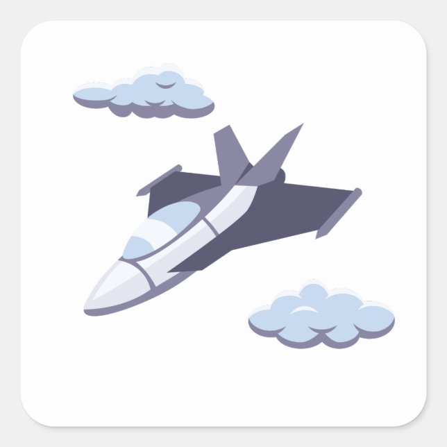 Pegatina Cuadrada ¡Colección de Fiestas de aviones! (Anverso)