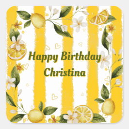 Pegatina Cuadrada Colección de fiestas de cumpleaños de verano pegat