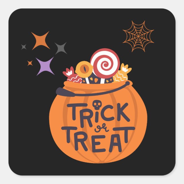 Pegatina Cuadrada ¡Colección de fiestas de Halloween! (Anverso)