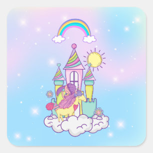 Pegatina Cuadrada Colección de Fiestas de Unicorn!