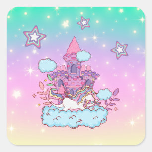 Pegatina Cuadrada Colección de Fiestas de Unicorn!