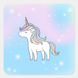 Pegatina Cuadrada Colección de Fiestas de Unicorn!