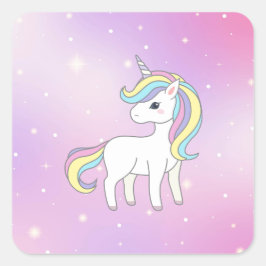 Pegatina Cuadrada Colección de Fiestas de Unicorn!