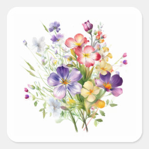 Pegatina Cuadrada colección de flores