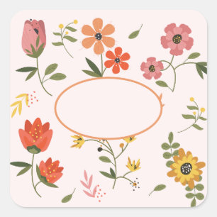 Pegatina Cuadrada colección de flores