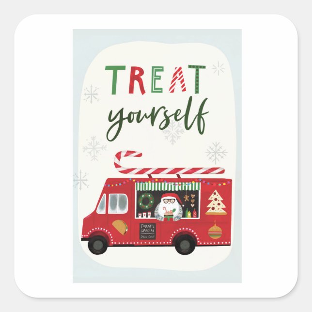 Pegatina Cuadrada Colección de food truck B de Santa Claus (Anverso)