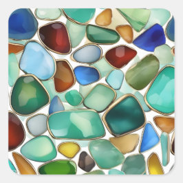 Pegatina Cuadrada Colección de gafas de mar para joyería.