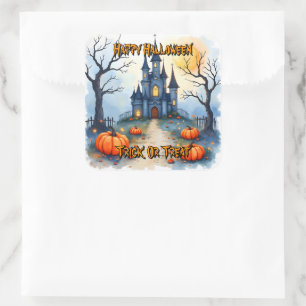 Pegatina Cuadrada Colección de Halloween Moderna y Llena de Encanto