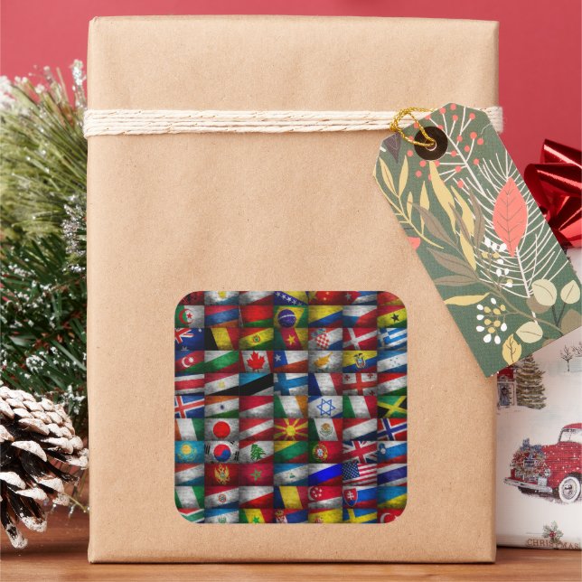 Pegatina Cuadrada Colección de marcas (Vacaciones)