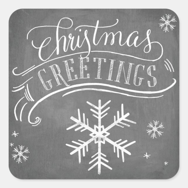 Pegatina Cuadrada Colección de saludos de Chalkboard (Anverso)