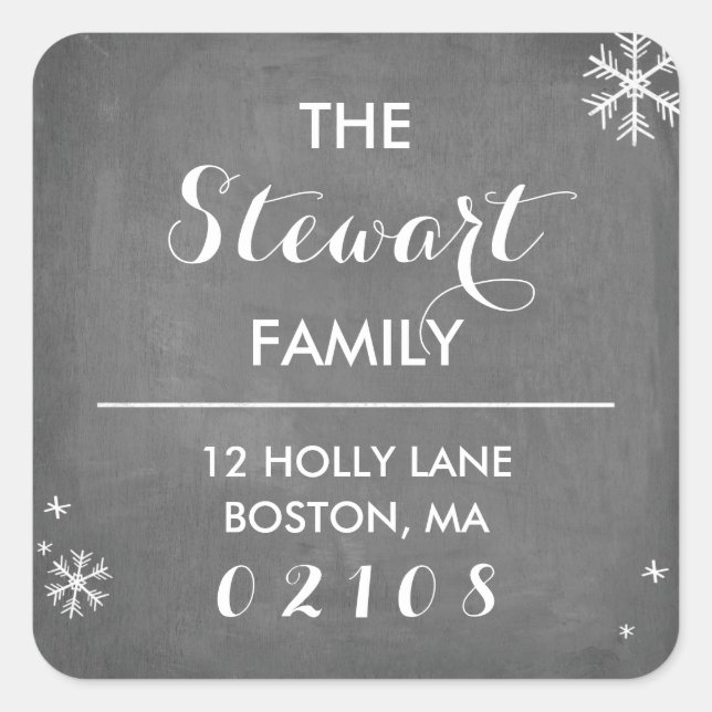 Pegatina Cuadrada Colección de saludos de Chalkboard (Anverso)