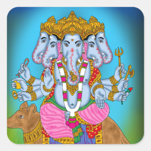 Pegatina Cuadrada Colección de Stickers de Ganesha