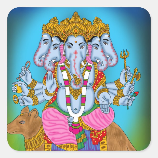 Pegatina Cuadrada Colección de Stickers de Ganesha (Anverso)