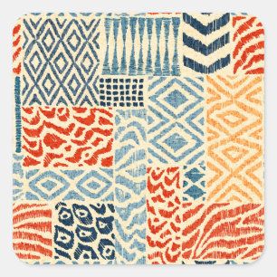 Pegatina Cuadrada Colección de texturas dibujadas a mano en mosaico