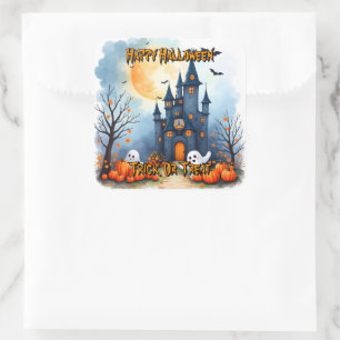 Pegatina Cuadrada Colección Espeluznante de Halloween Moderna y Ador