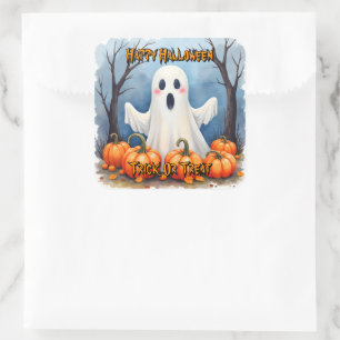 Pegatina Cuadrada Colección espeluznante de Halloween moderna y lind