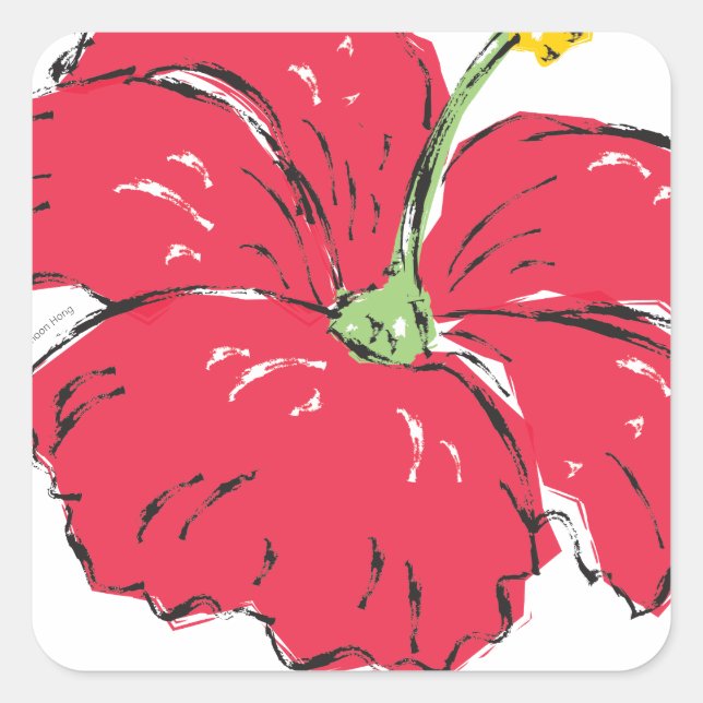PEGATINA CUADRADA COLECCIÓN HIBISCUS DE SINGAPUR (Anverso)
