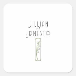 Pegatina Cuadrada Colección Lily of Valley    Personalizado blanco