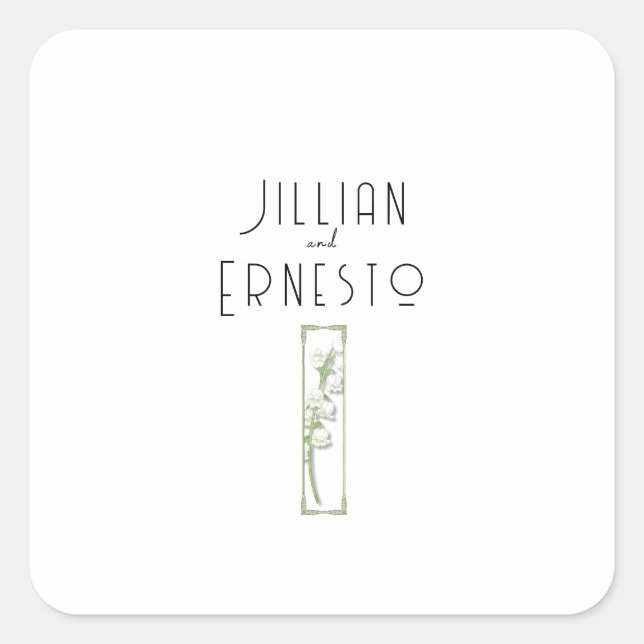 Pegatina Cuadrada Colección Lily of Valley || Personalizado blanco (Anverso)