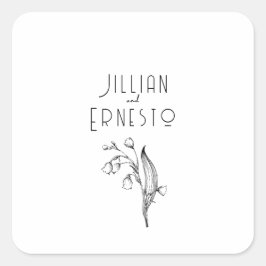 Pegatina Cuadrada Colección Lily of Valley || Personalizado blanco