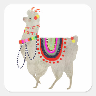 Pegatina Cuadrada Colección Llamarama  Llamas cortas