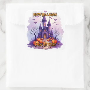 Pegatina Cuadrada Colección Moderna de Halloween Espeluznante y Lind