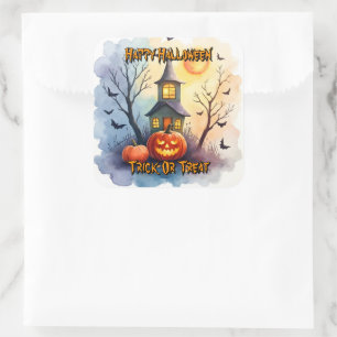 Pegatina Cuadrada Colección moderna de Halloween linda y espeluznant