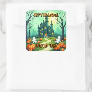 Pegatina Cuadrada Colección moderna linda y espeluznante de Hallowee