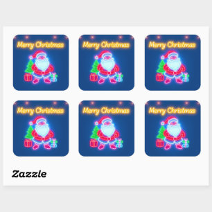 Pegatina Cuadrada Colección navideña de Navidades modernos neones